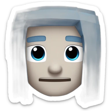 Minecraft Head with dark blue Hairs, light Blue and white eyes and grey haut (no Bart) sticker