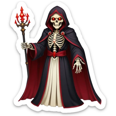 Ainz Ooal Gown skeletal overlord with red glowing eyes and dark robe sticker