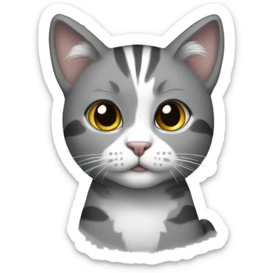 cat gray with white and black  sticker