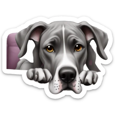 great dane dog on couch sticker