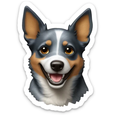 Blue heeler smile; full body, running sticker