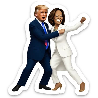 Donald trump dancing with kamala harris sticker