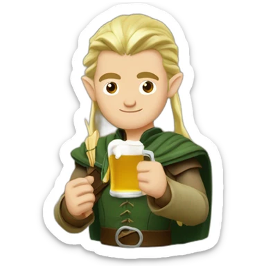 Legolas avec une bière sticker