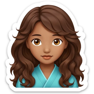 Beautiful girl,Brown hair,wavy hair，long hair, brown eyes,Chinese sticker