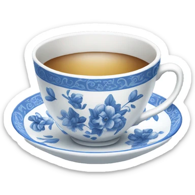 blue and white teacup sticker