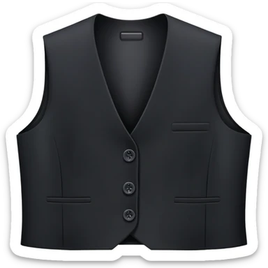 just a black women's vest garment with 3 buttons, no background, no model, only the clothing item sticker
