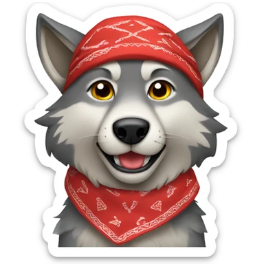 Wolf wearing a red bandana sticker