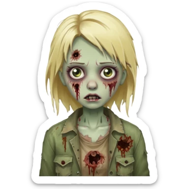 girl zombie with blonde hair sticker