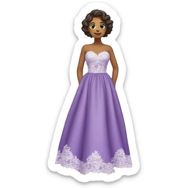 Purple gown dress with lace sticker