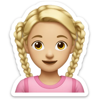 Little girl pigtails blonde sticker