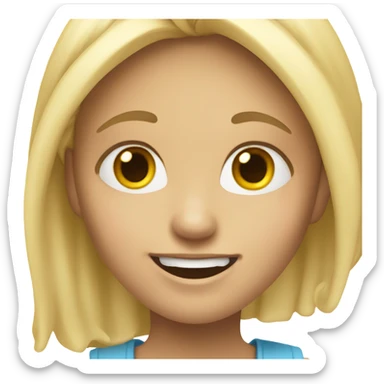 Girl with blonde hair and oppsie smirk sticker
