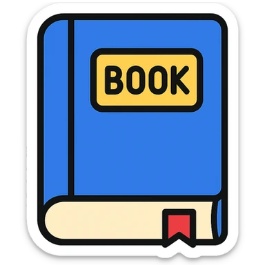 closed blue book with gold title sticker