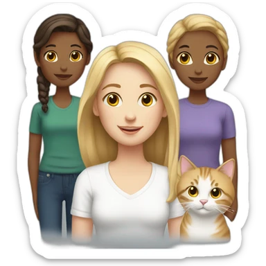 White family and cats 2 daughters sticker
