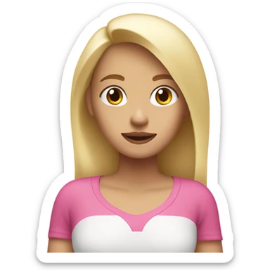 A white blonde girl with pink question mark behind her  sticker