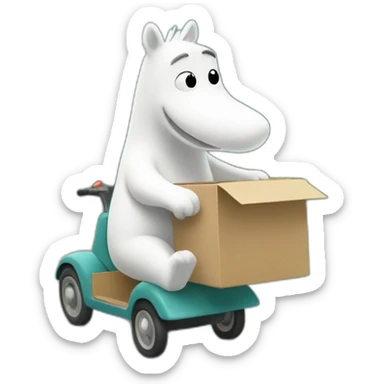 Moomin delivering a box sticker