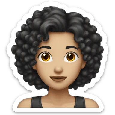 women white with black curly hair tall sticker