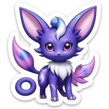 Shiny Cute Adorable Espeon-Noibat-Meowstic-Hybrid-Creature with pattern-markings sticker