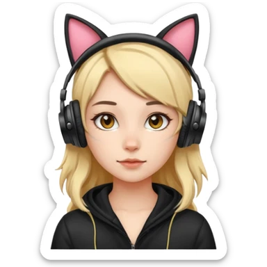 fille avec casque oreille de chat sticker