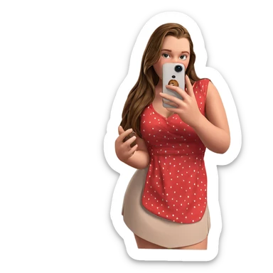 brown haired girl taking selfie sticker