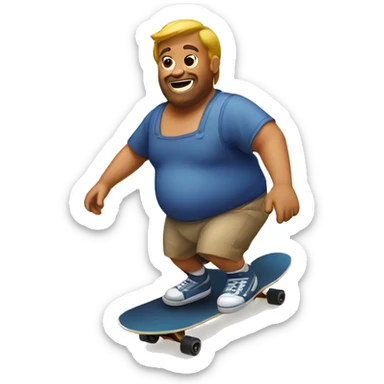 shirtless fat guy skateboarding in an apron sticker
