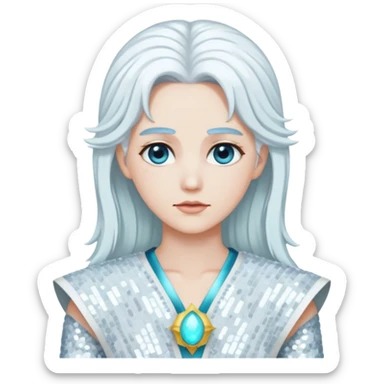 Uranus from Gods and Goddesses with long white hair, white sequin outfit sticker