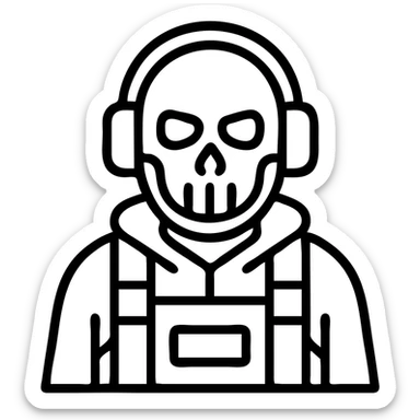 Call of Duty Ghost character with skull mask, tactical military outfit sticker