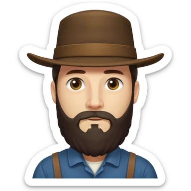 Amish man with beard and with no mustache sticker