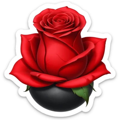 Deep red (#7A0F1E) no gradients, transparent background, high contrast, clean gothic aesthetic, designed to be readable at 128x129px a red rose wrapped around a bomb sticker
