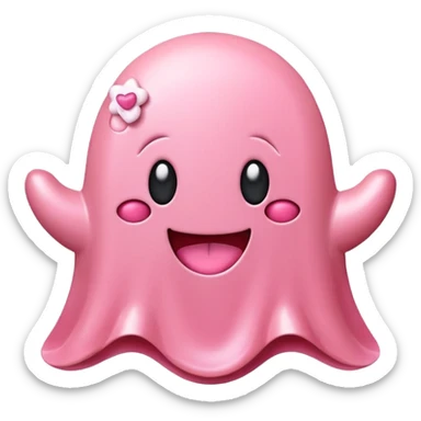 SPAM MEAT kawaii ghost EMOJI with bow sticker
