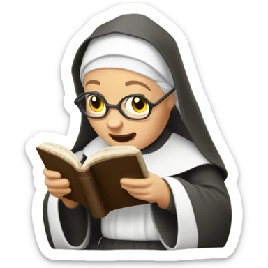 Old nun reading the holy Bible scriptures  sticker