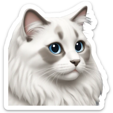 Ragdoll cat white with gray strips sticker