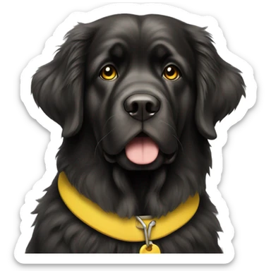 Newfoundland with yellow collar sticker