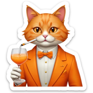 sassy cat drinking a cocktail and smoking a cigarette  sticker