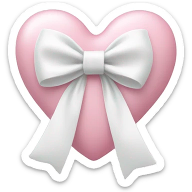 Pastel pink heart with white bow sticker
