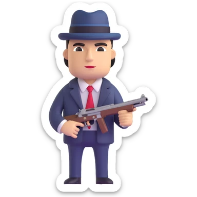 mafia gangster with tommy gun sticker