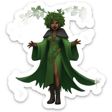 the morrigan dark version green man vines style furr robe stylish boots sticker