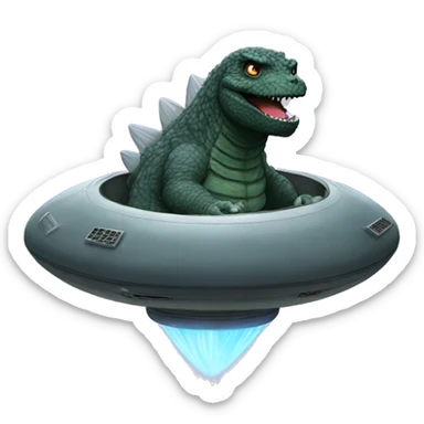 Godzilla in a UFO sticker
