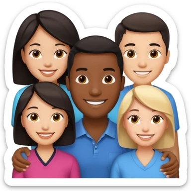 Black man with   with two women one black one Chinese  sticker