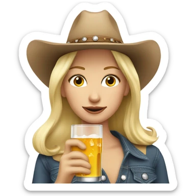 blonde cowgirl enjoying a drink sticker