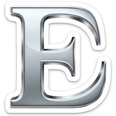 A metallic letter E fancy faunt sticker