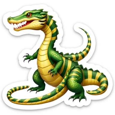 Alligator-Dragon-Tiger-Snake-Fakémon-hybrid-creature with a long muzzle, full body sticker