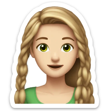 girl light brown hair green eyes long hair no braids happy sticker