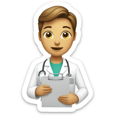 Therapist holding clipboard sticker