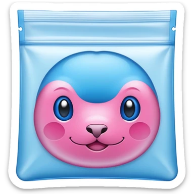 ziplock bag with blue and pink seal, empty sticker