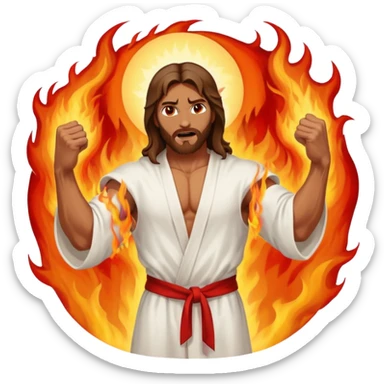 Jesus fighting against the devil sticker