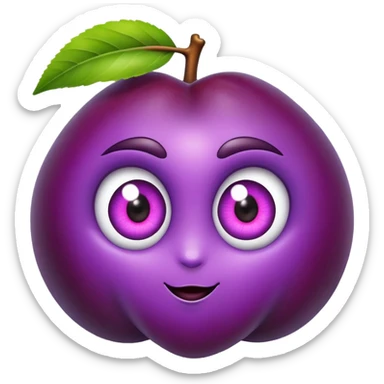 A plum with eyes that is looking sweetly at you  sticker