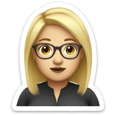 Chubby girl with glasses and short blonde hair sticker