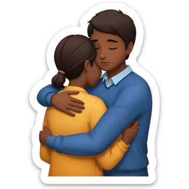 Two people comforting the other. They are facing each other. Silhouette only.  sticker