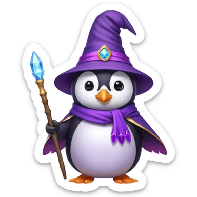 Purple wizard penguin sticker