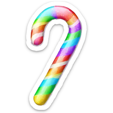 neon candy cane twisted with glittery rainbow stripes sticker